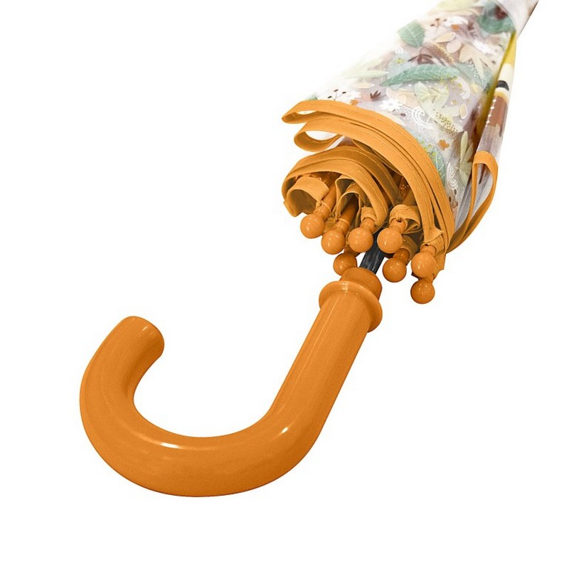 Ombrello trasparente per bambini decorato con leone e foglie